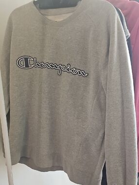 Champion Gray Crewneck Sweatshirt with Script Logo